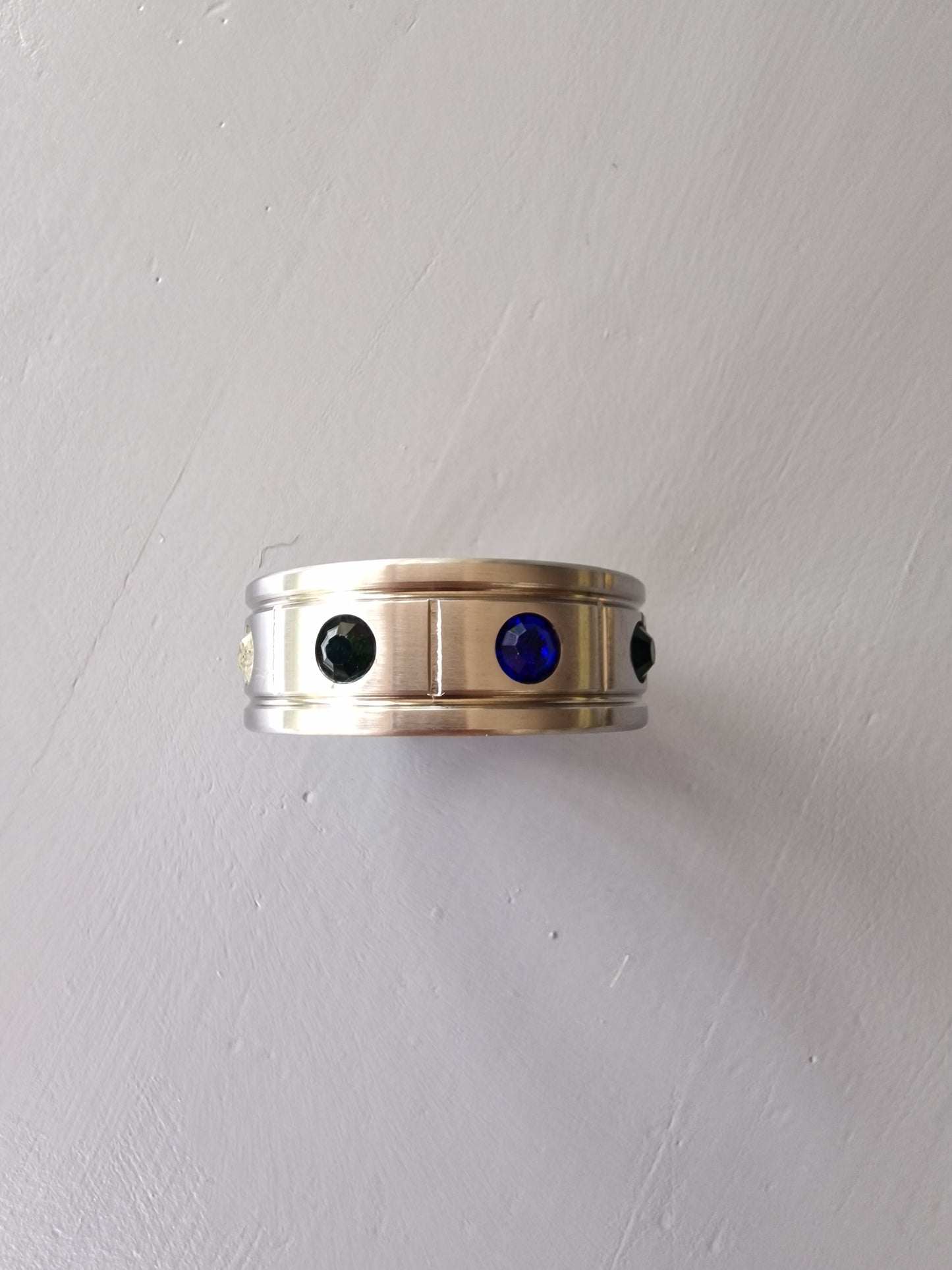 Kuk ring, pubic ring or penis ring in surgical nickel-free steel with crystals and stones