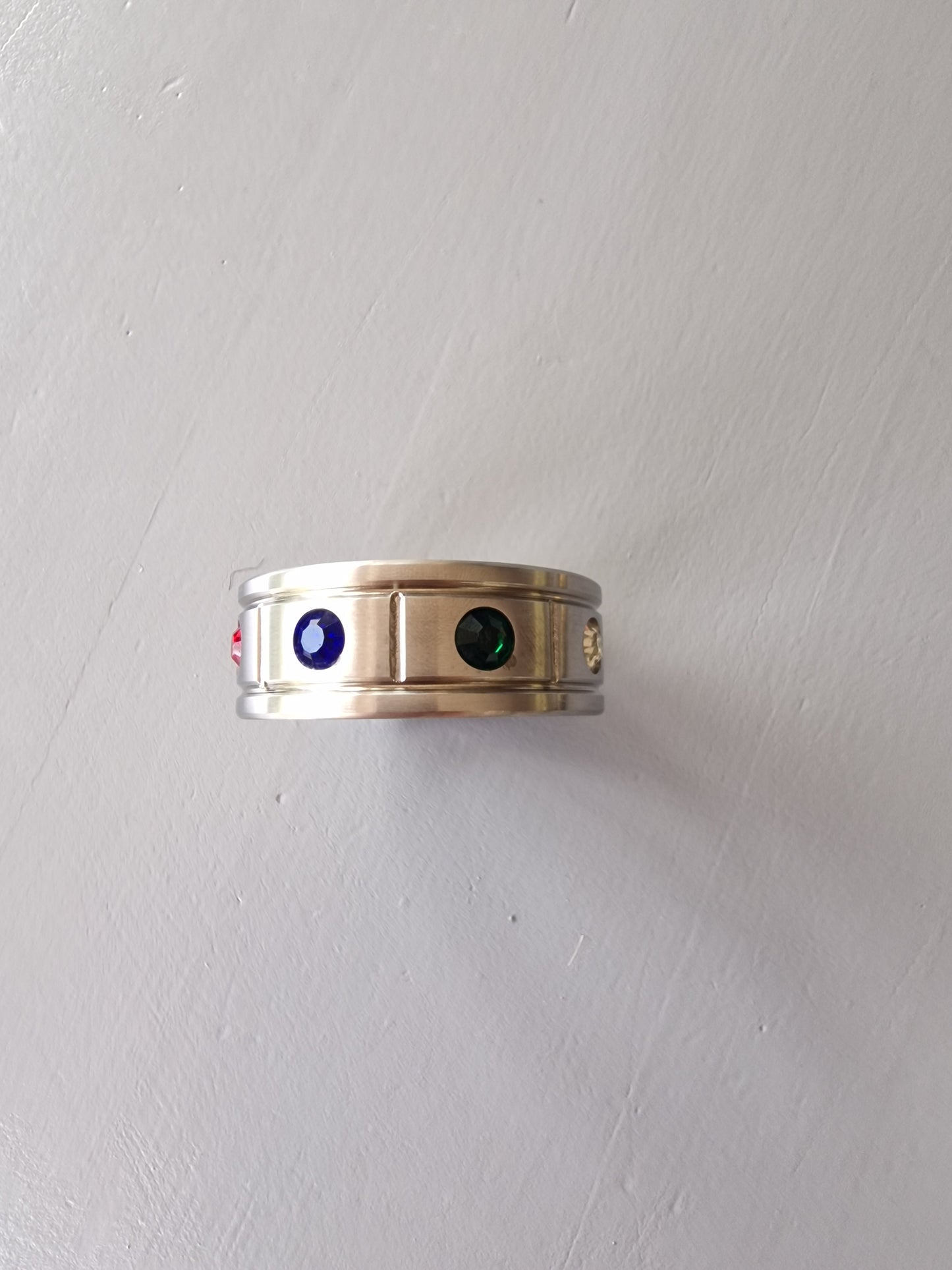 Kuk ring, pubic ring or penis ring in surgical nickel-free steel with crystals and stones