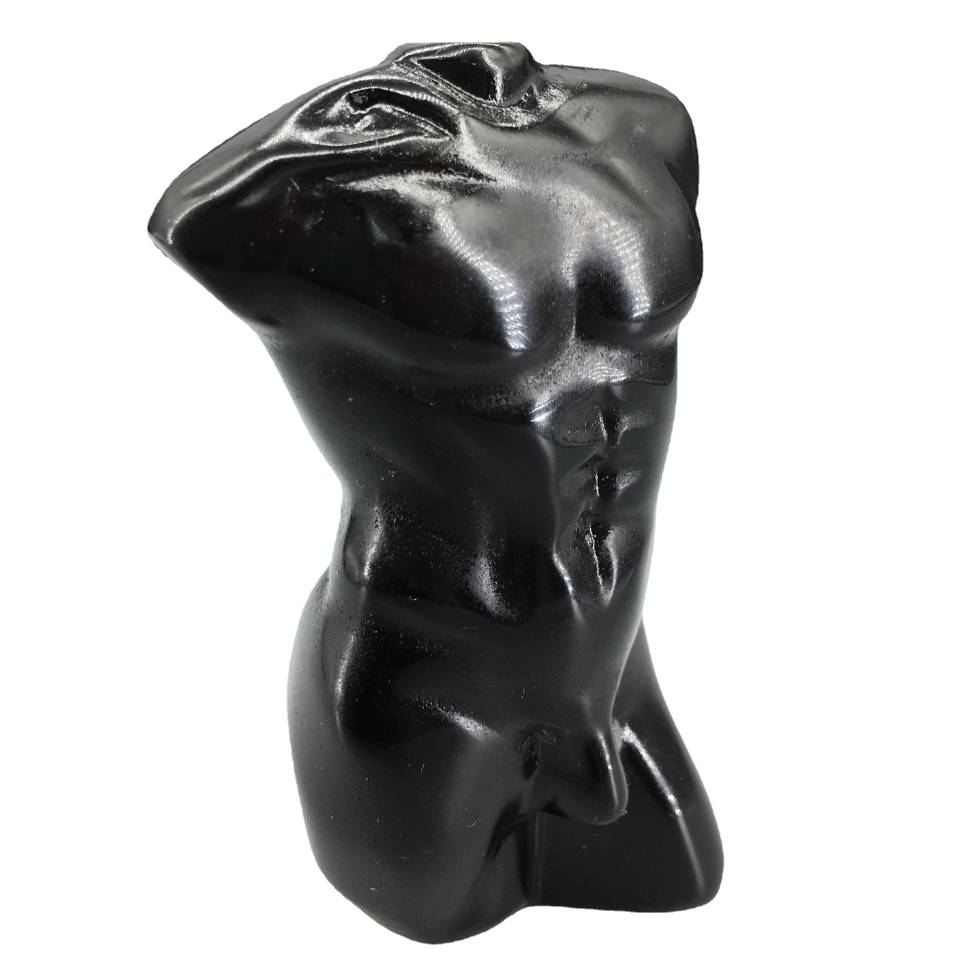 Torso de cristal en ónix negro cristal o ónix negro