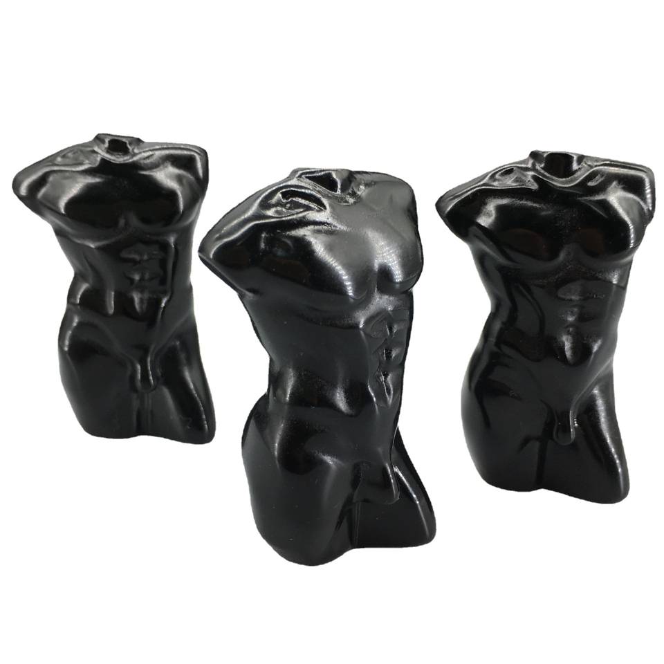 Torso de cristal en ónix negro cristal o ónix negro