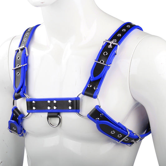 Harness, type bulldog, blue/black