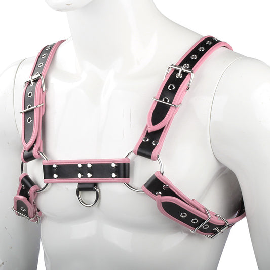 Harness, type bulldog, pink/black