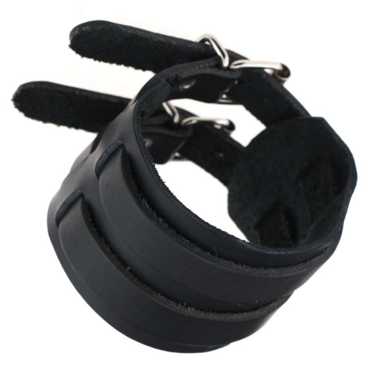 Leather bracelet with double clasp