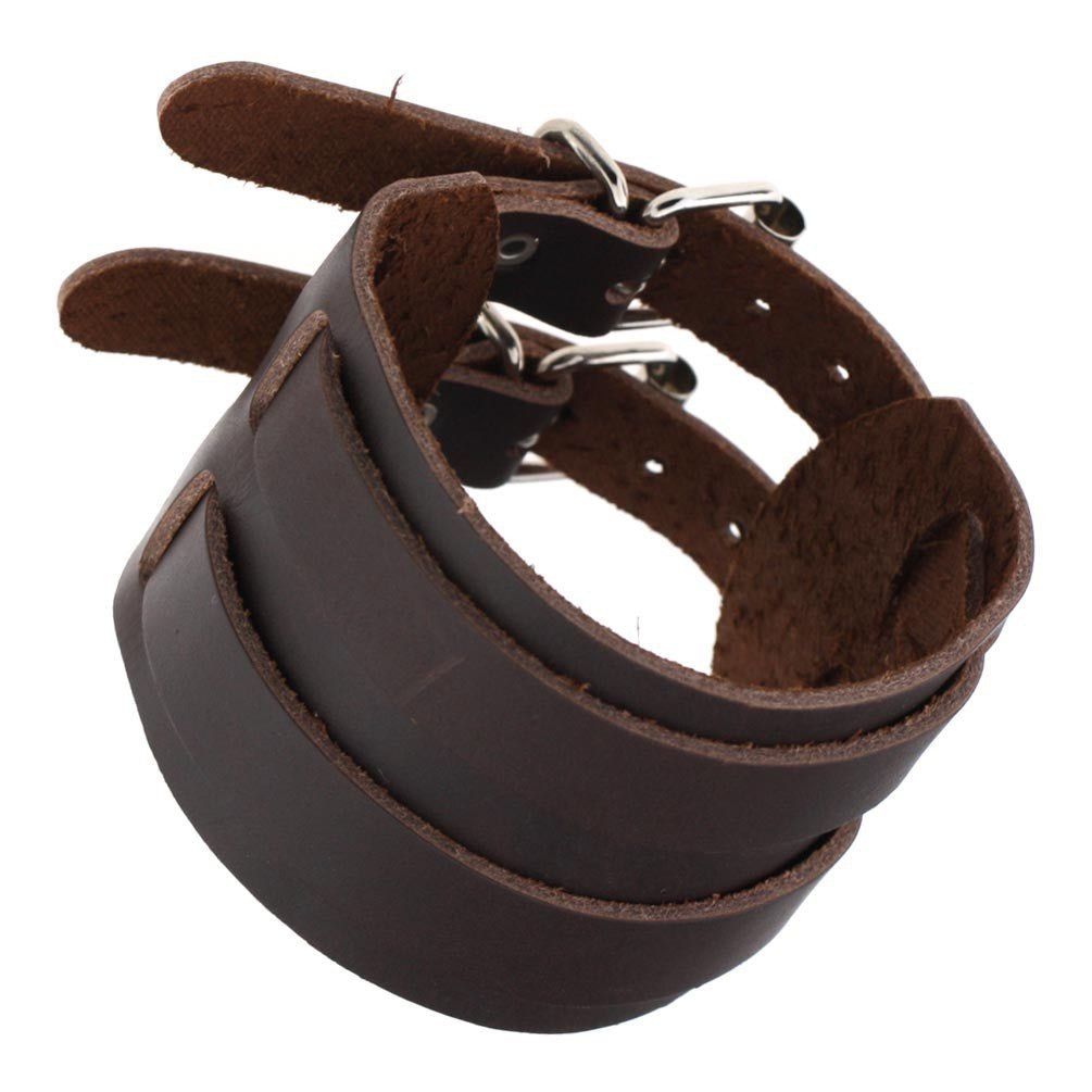 Leather bracelet with double clasp