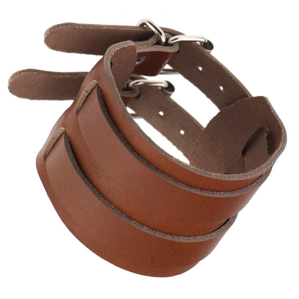 Leather bracelet with double clasp