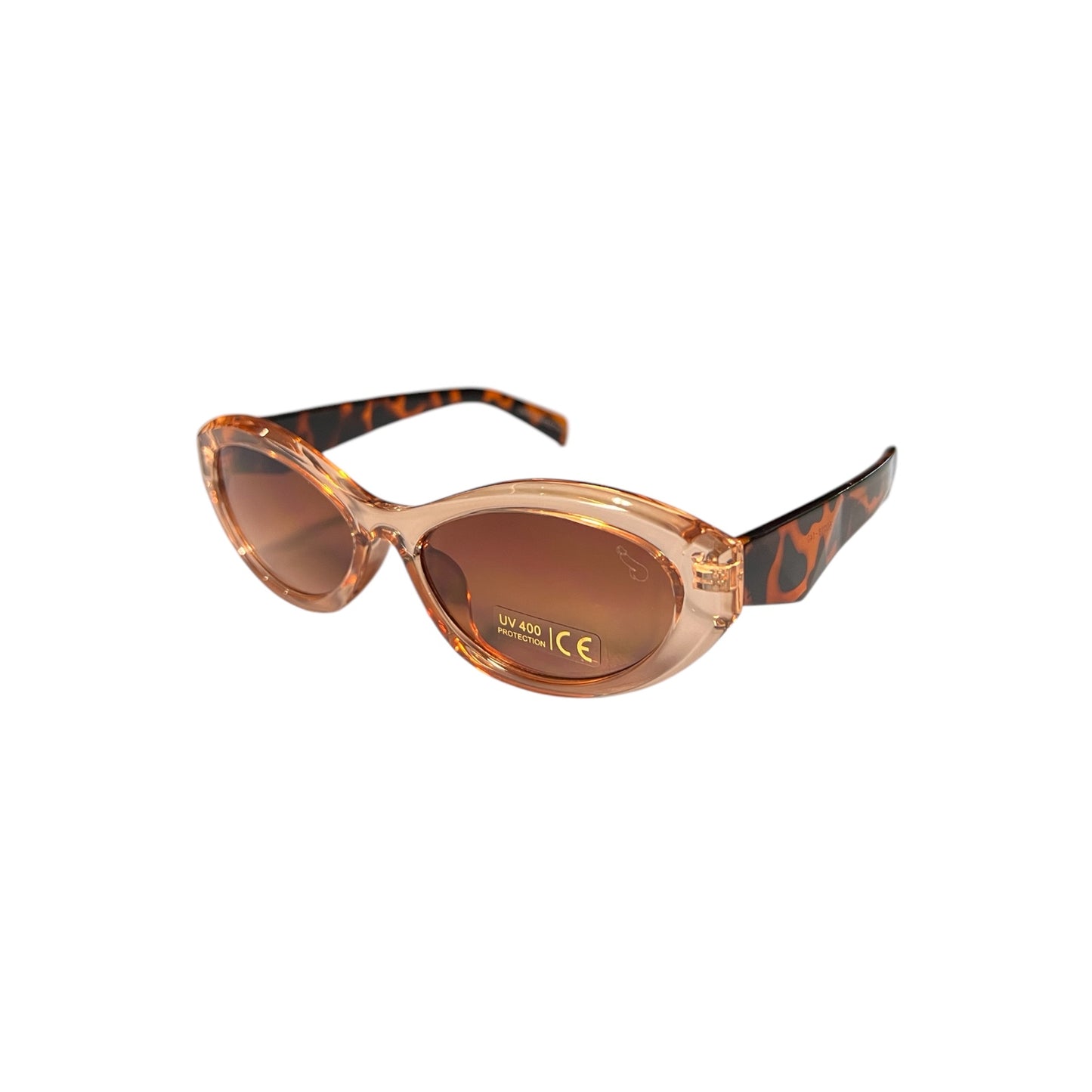 Sonnenbrille mit dunkelrosa Gläsern und fantastischen Cat-Eye-Bügeln in transparentem Rosa Nr. 137