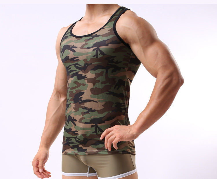 Leinen- oder Tanktop in Camouflage oder Militärgrün