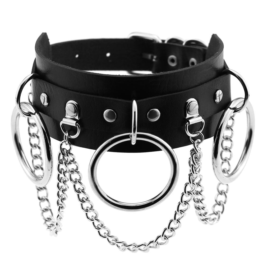 Choker, necklace with chains and rings