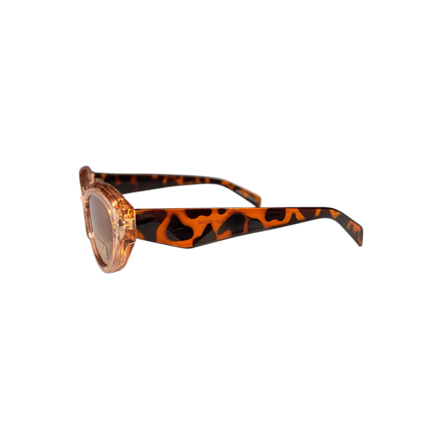 Sonnenbrille mit dunkelrosa Gläsern und fantastischen Cat-Eye-Bügeln in transparentem Rosa Nr. 137