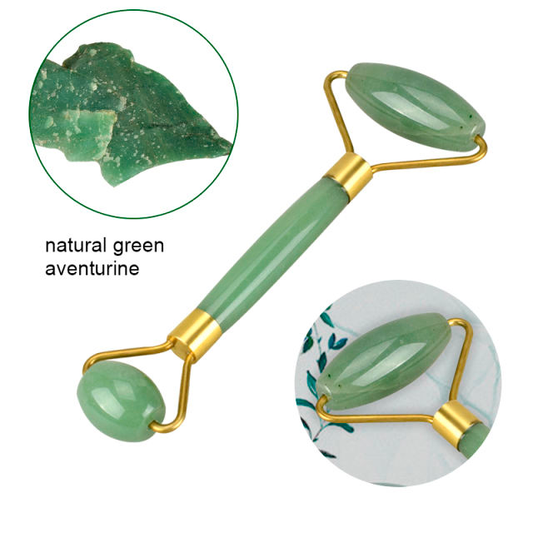 Gesichtsroller und Schaber, Kombibox aus grünem Aventurin. Jade-Gesichtsroller, Gua Sha