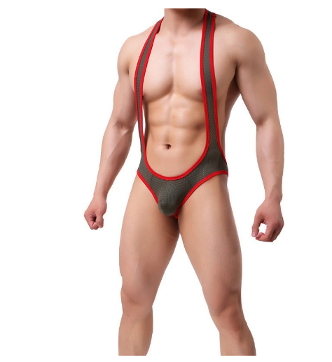 Singlet eller brottardräkter med bar rumpa. Finns i många färger.