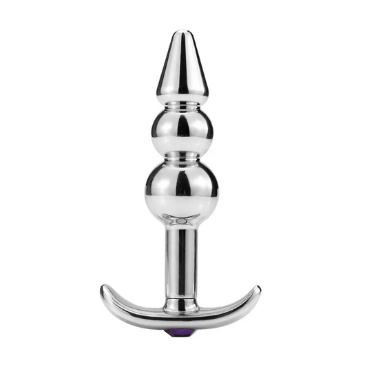 Butt plug in nickel-free steel with purple crystal
