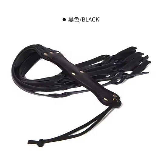 Flogger, whip in genuine leather with flat handle