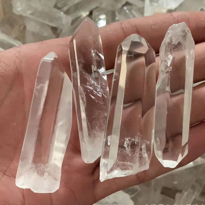 Clear quartz, rock crystal, ground tips.