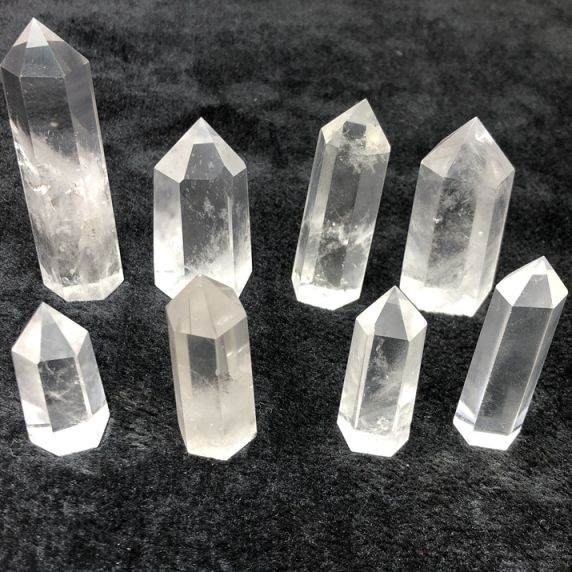 Clear quartz, rock crystal, ground tips.