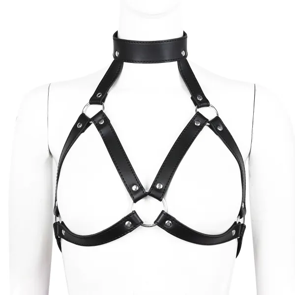 Mask, ansiktsmask i svartvläder i form av katt eller mus med harness