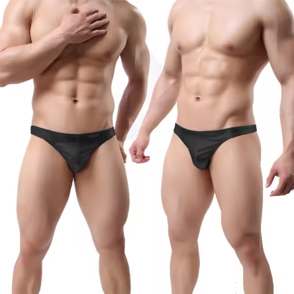 Tanga, String-Unterhosen aus schwarzem Gummi