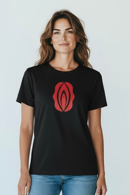 T-shirt, red sparkly puss