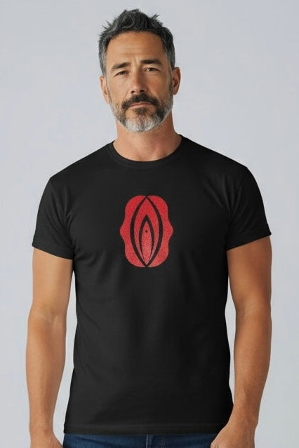 Beso rojo brillante - Algodón pesado negro