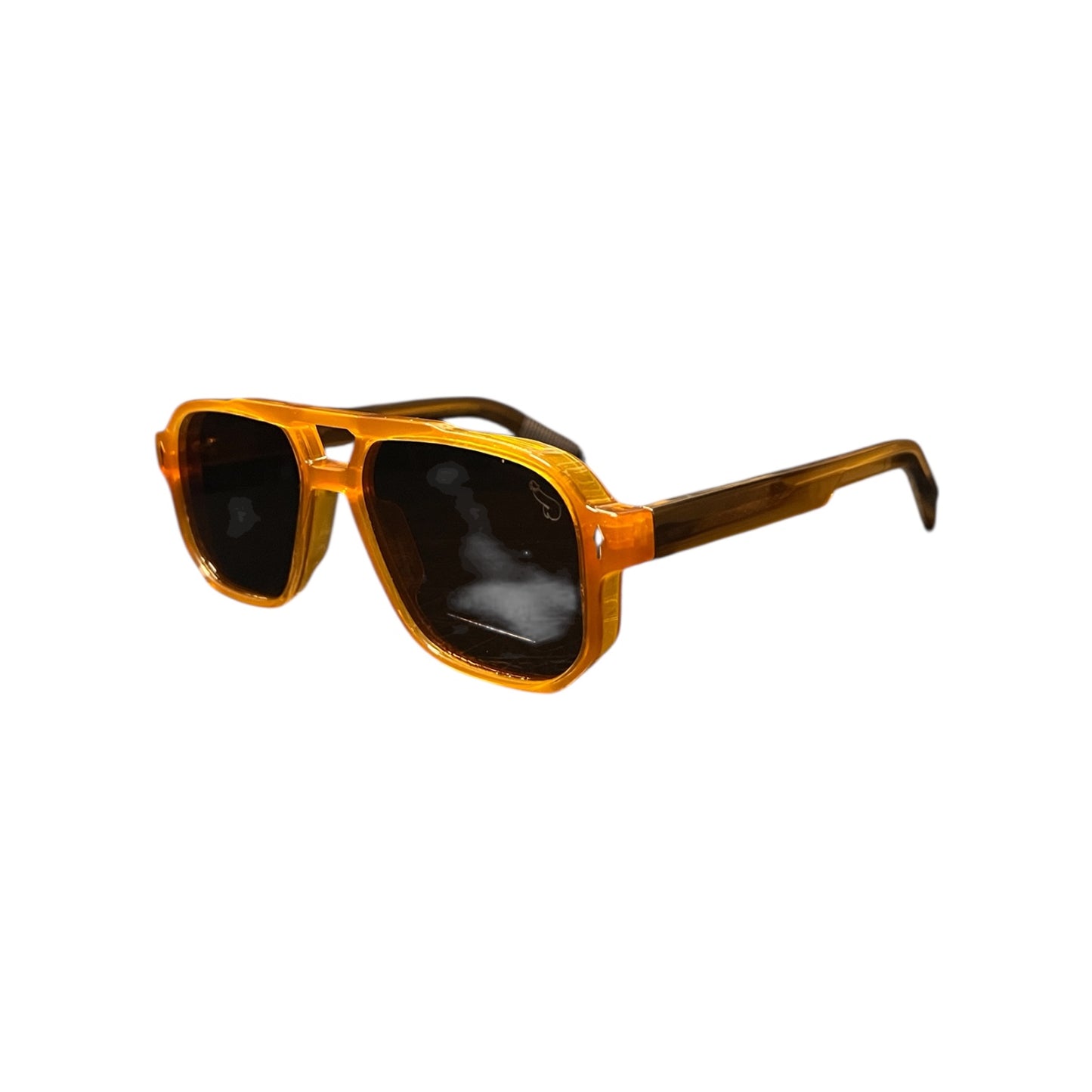 Gafas de sol con lentes oscuras y montura marrón claro transparente no 141