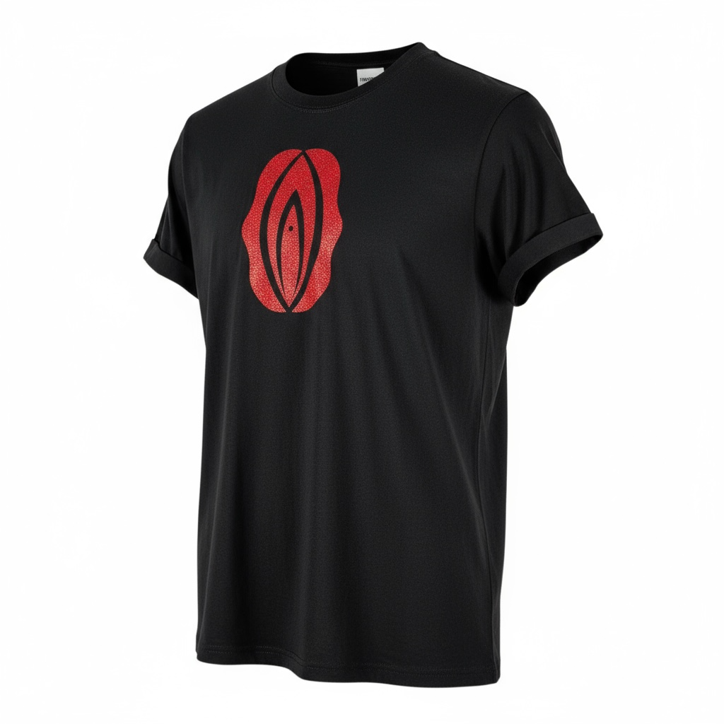 T-shirt, red sparkly puss