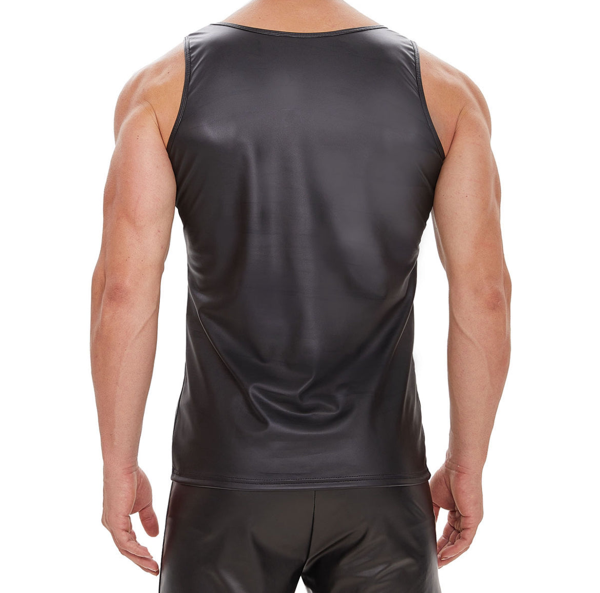 Schwarzes Tanktop aus synthetischem Gummi, ein sexy und bequemes Tanktop aus synthetischem Gummi