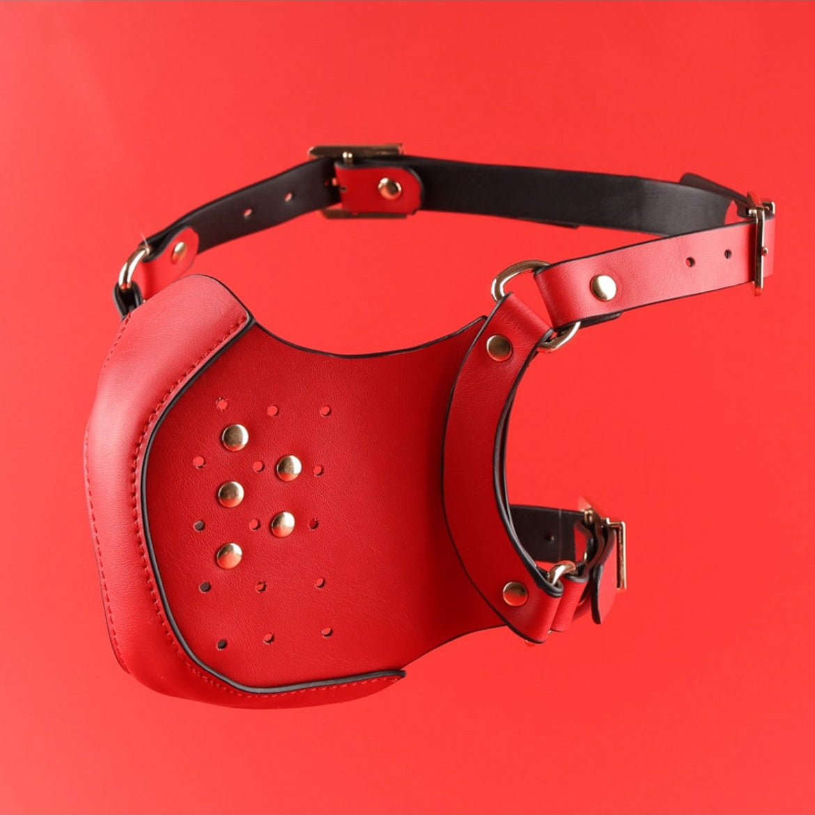 Leather mask - fetish- puppyplay - bdsm, face mask or muzzle in genuine leather. Available in black and red