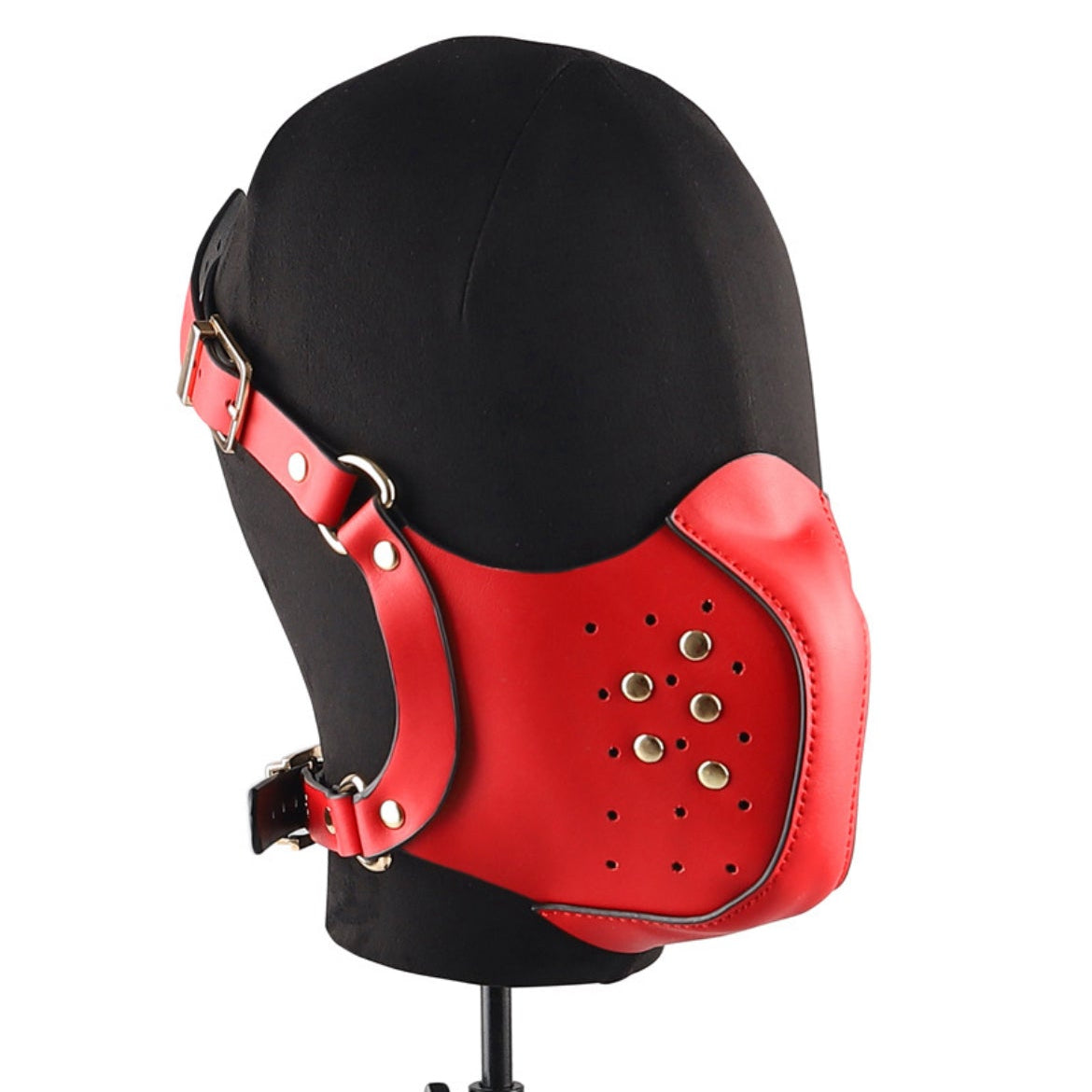 Leather mask - fetish- puppyplay - bdsm, face mask or muzzle in genuine leather. Available in black and red