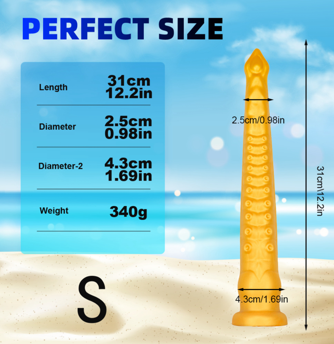 Lång och mjuk dildo. En skön sexleksak i form av en orm eller snake dildo, 31 cm lång med sugpropp