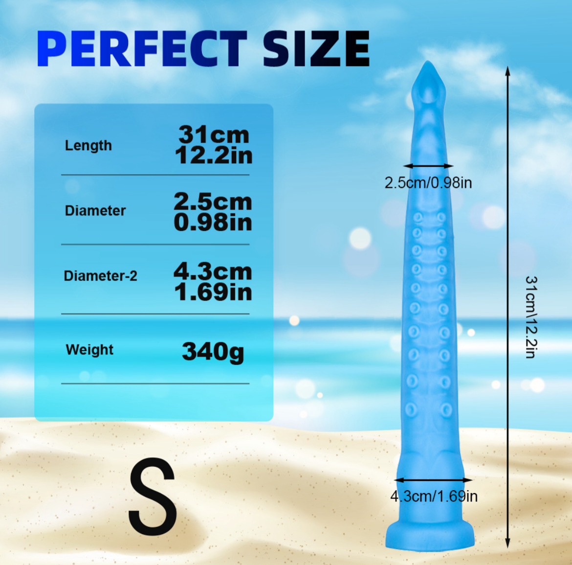 Lång och mjuk dildo. En skön sexleksak i form av en orm eller snake dildo, 31 cm lång med sugpropp
