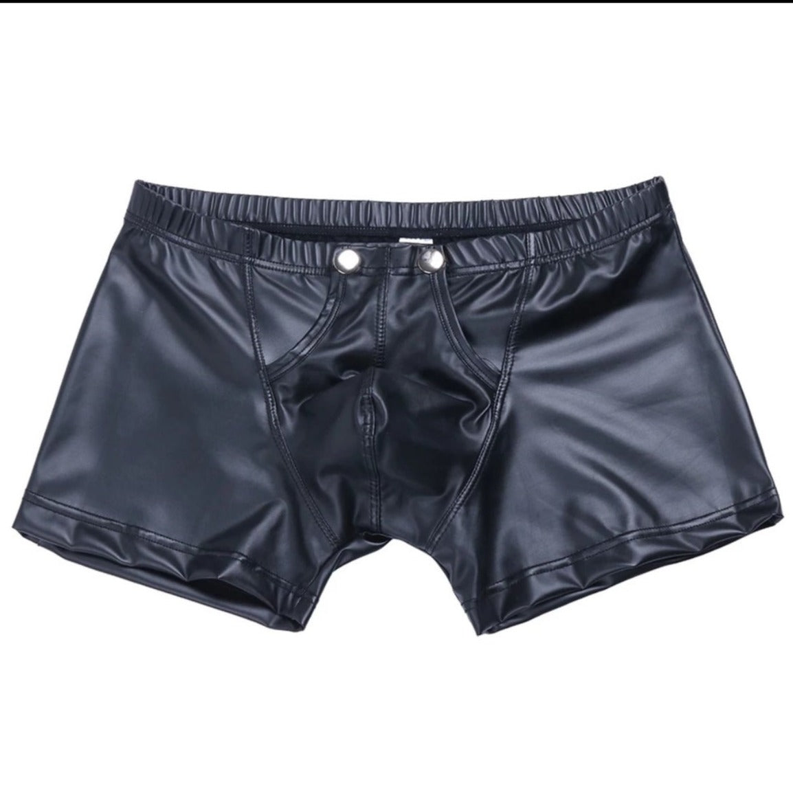 Schwarze sexy Shorts aus Gummi mit zu öffnender Vorderseite