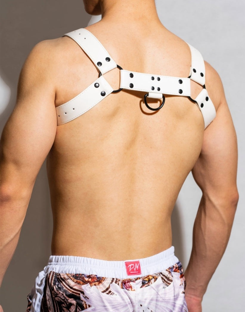 Harness, bulldog,vitt