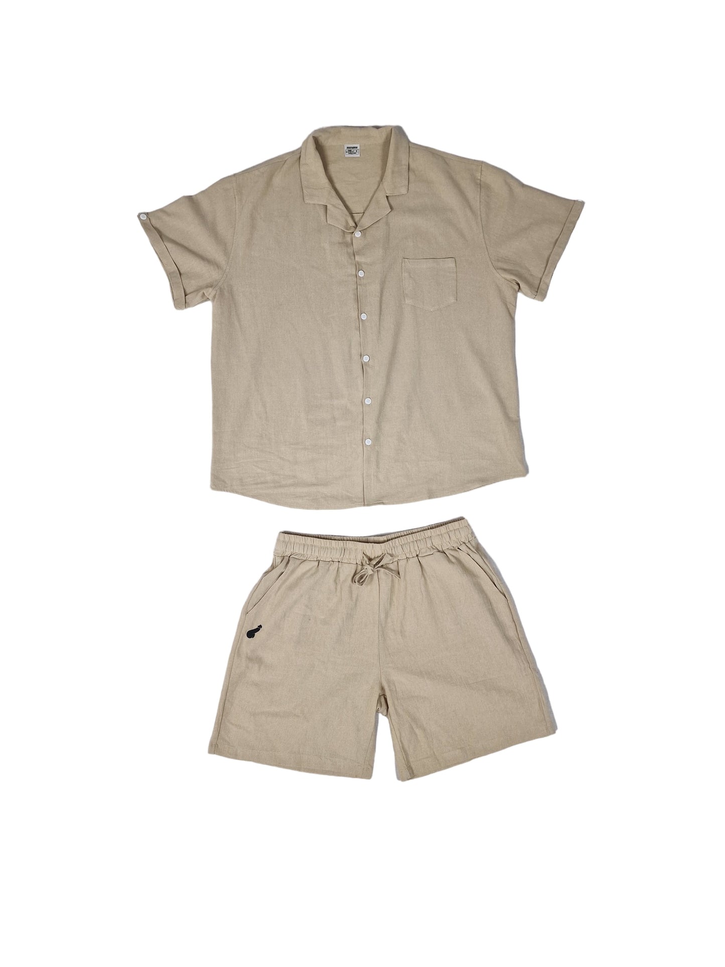 Linen and cotton set in relaxed fit, in the color beige with dick