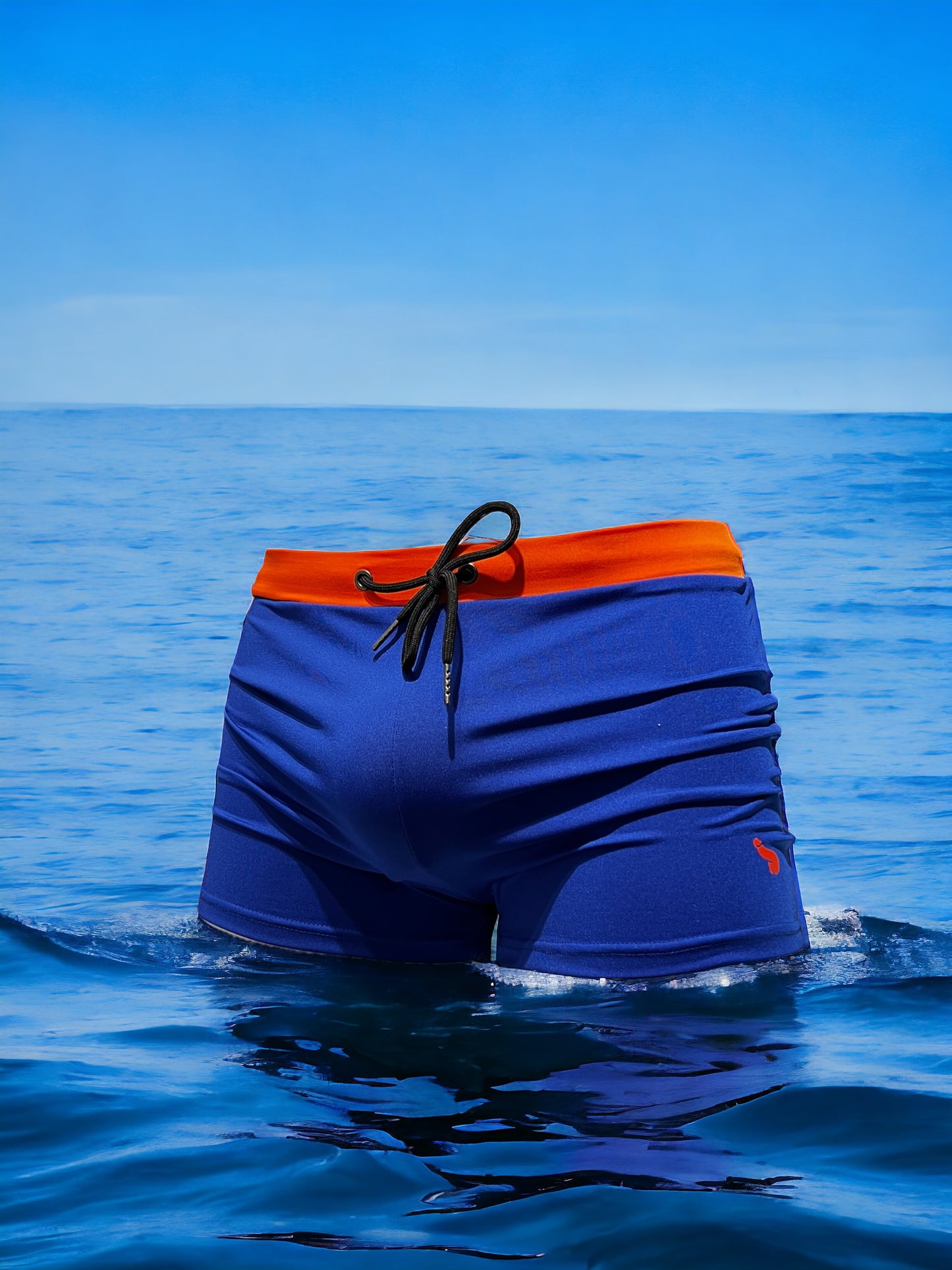 Badbyxor, swim trunks, orange-blå