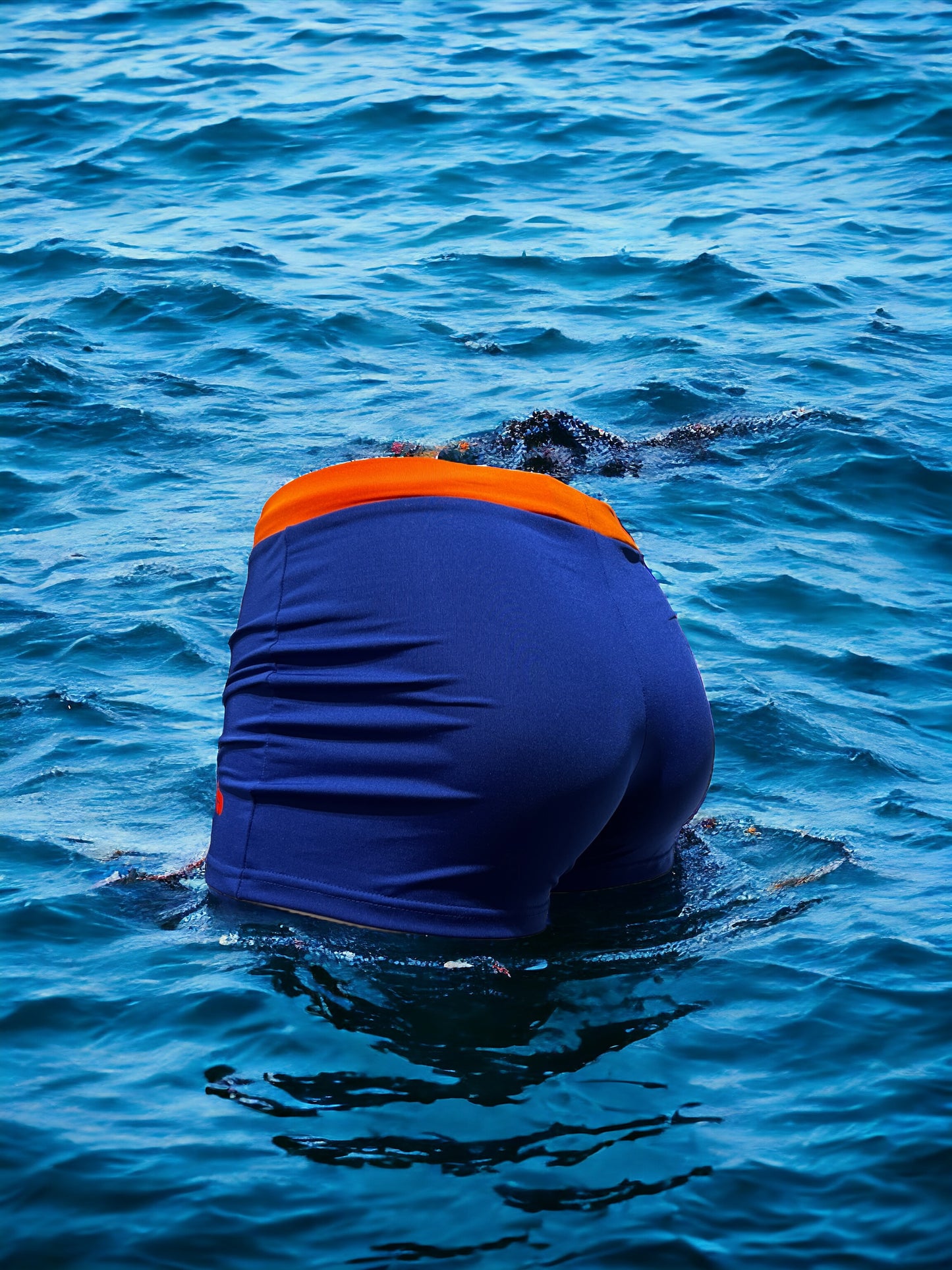 Badbyxor, swim trunks, orange-blå
