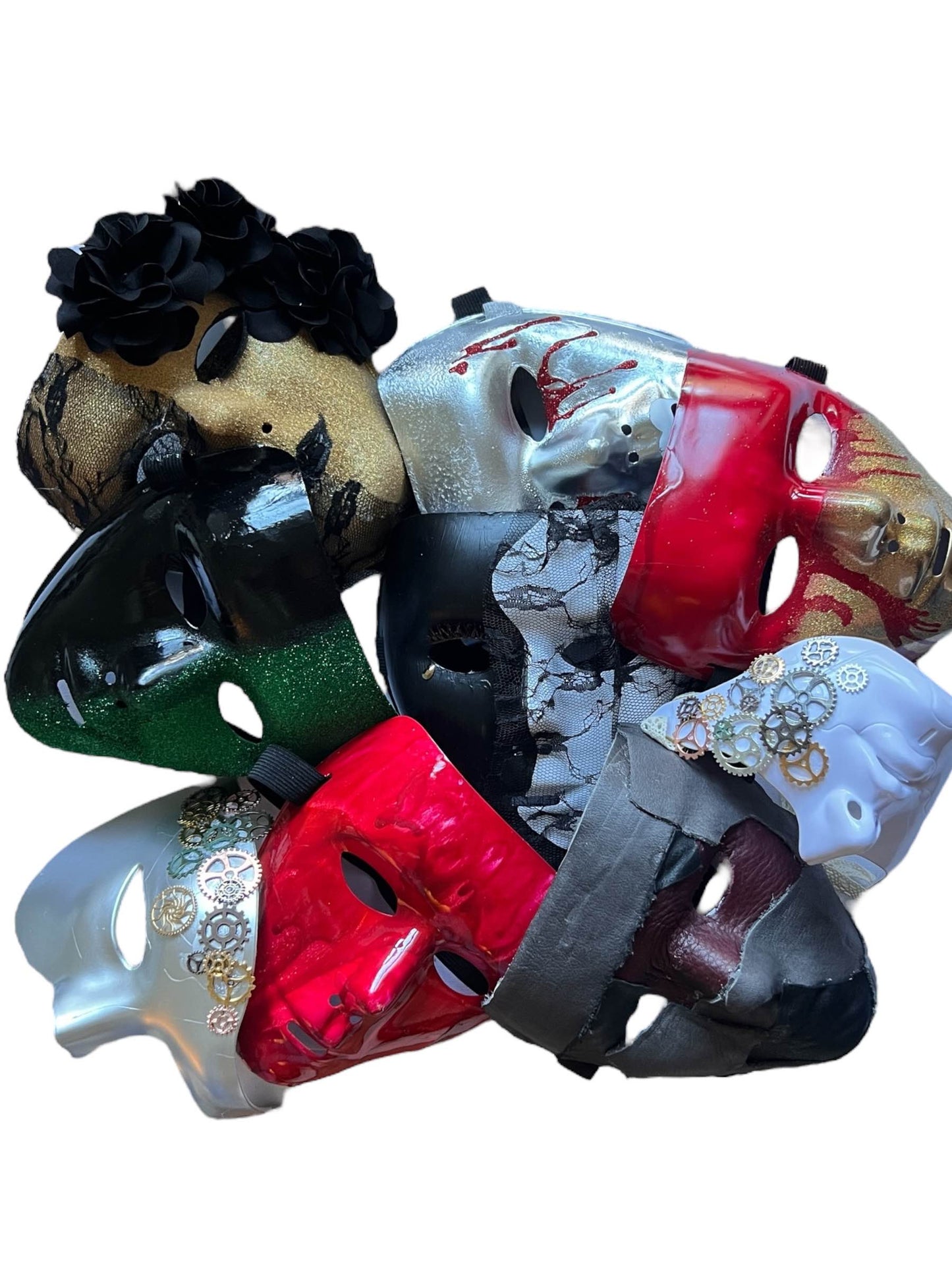 Mask, face masks in various hand-painted colors, perfect for Halloween, masquerade or fetish parties