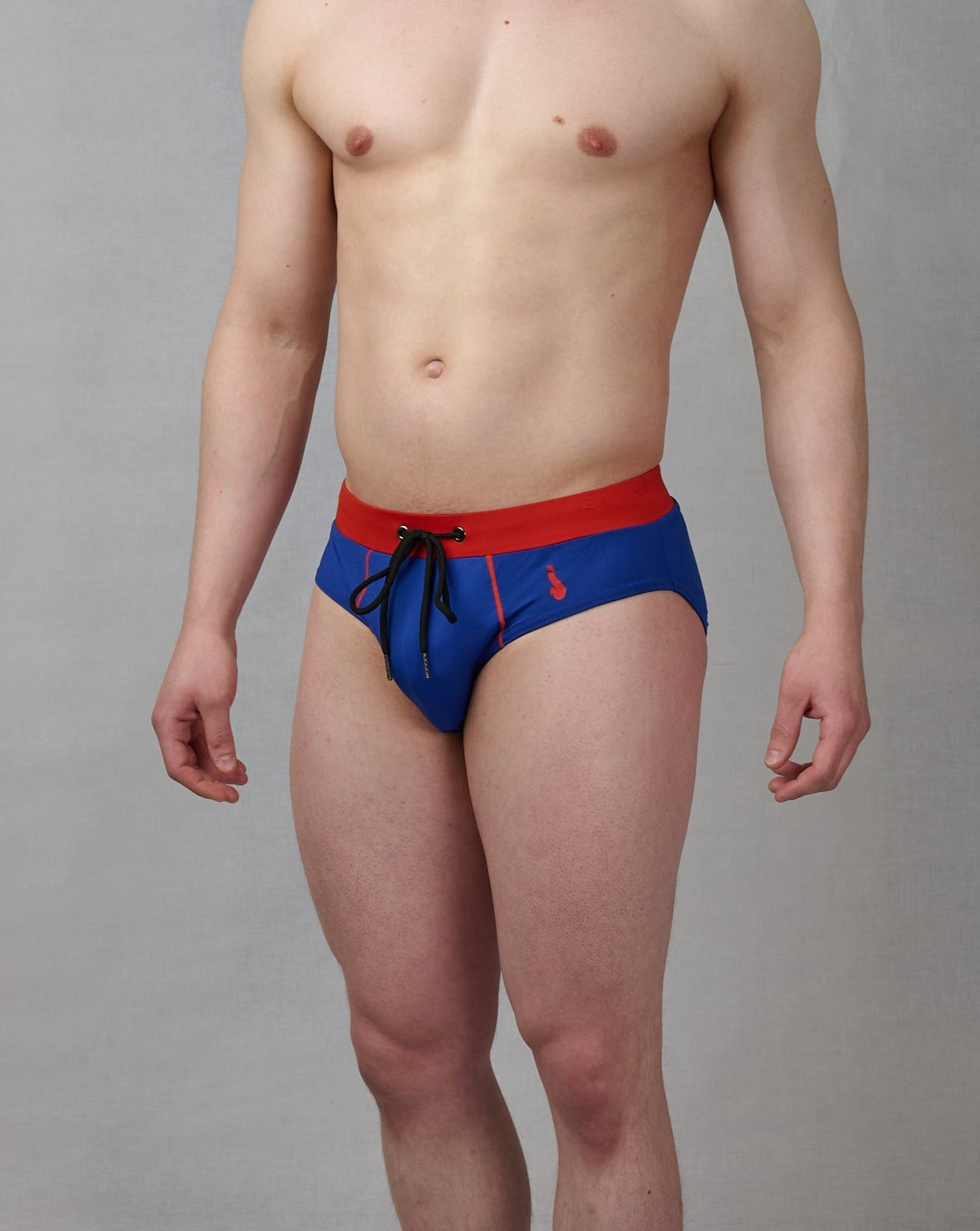 Badbyxor, swim speedos, blå röda med push up
