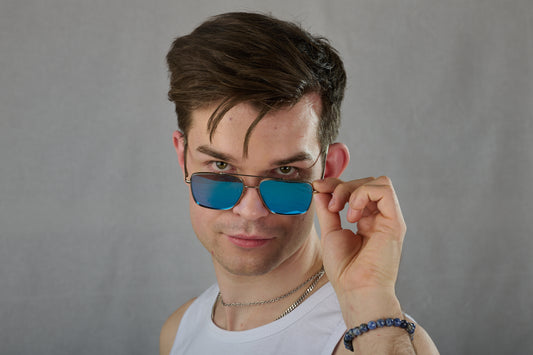 Solglasögon, herr, i blå spegelglas, No.15*