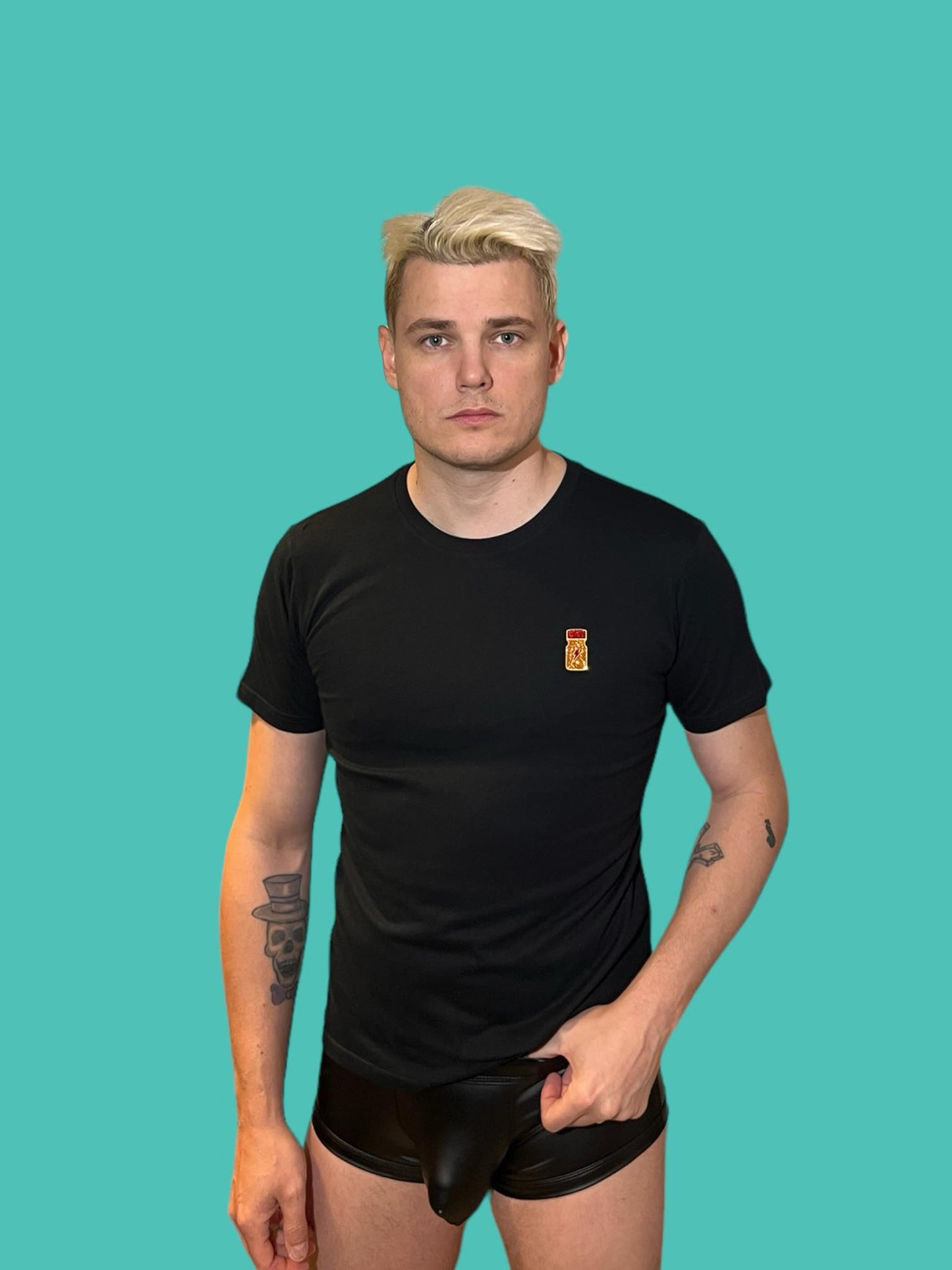 Camiseta con estampado - botella de poppers con estampado de purpurina
