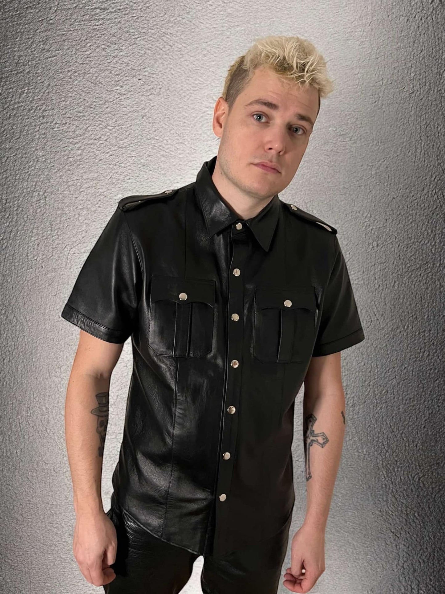 Leather shirt, a black leather shirt