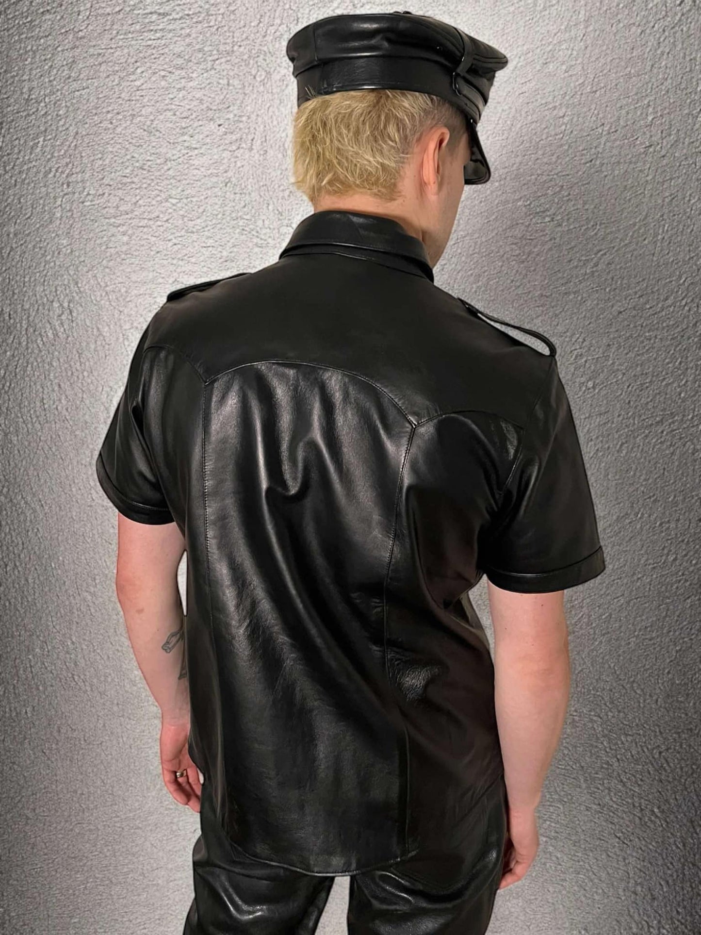 Leather shirt, a black leather shirt