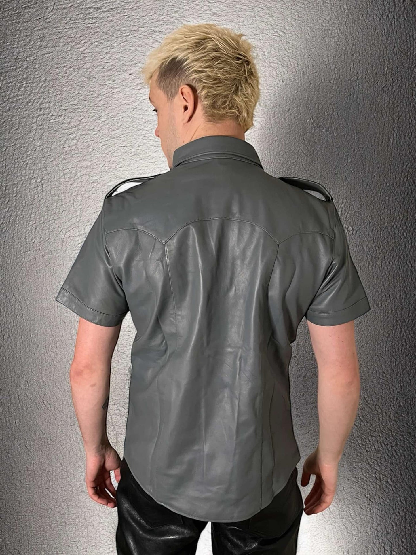 Leather shirt, a gray leather shirt
