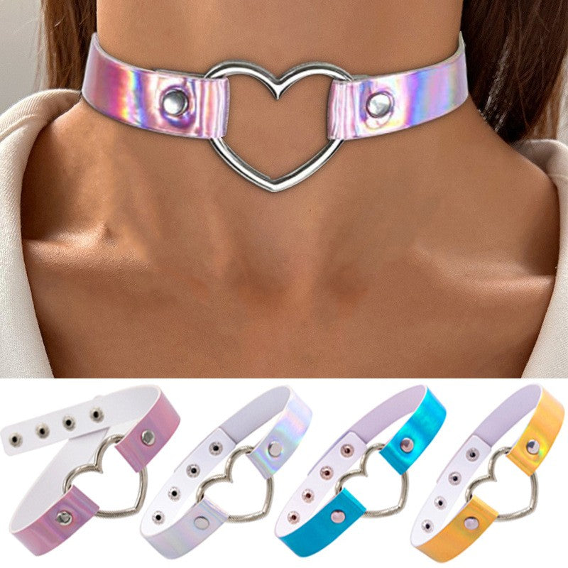 Holografische Halskette, Halsband, mit Stahlherz
