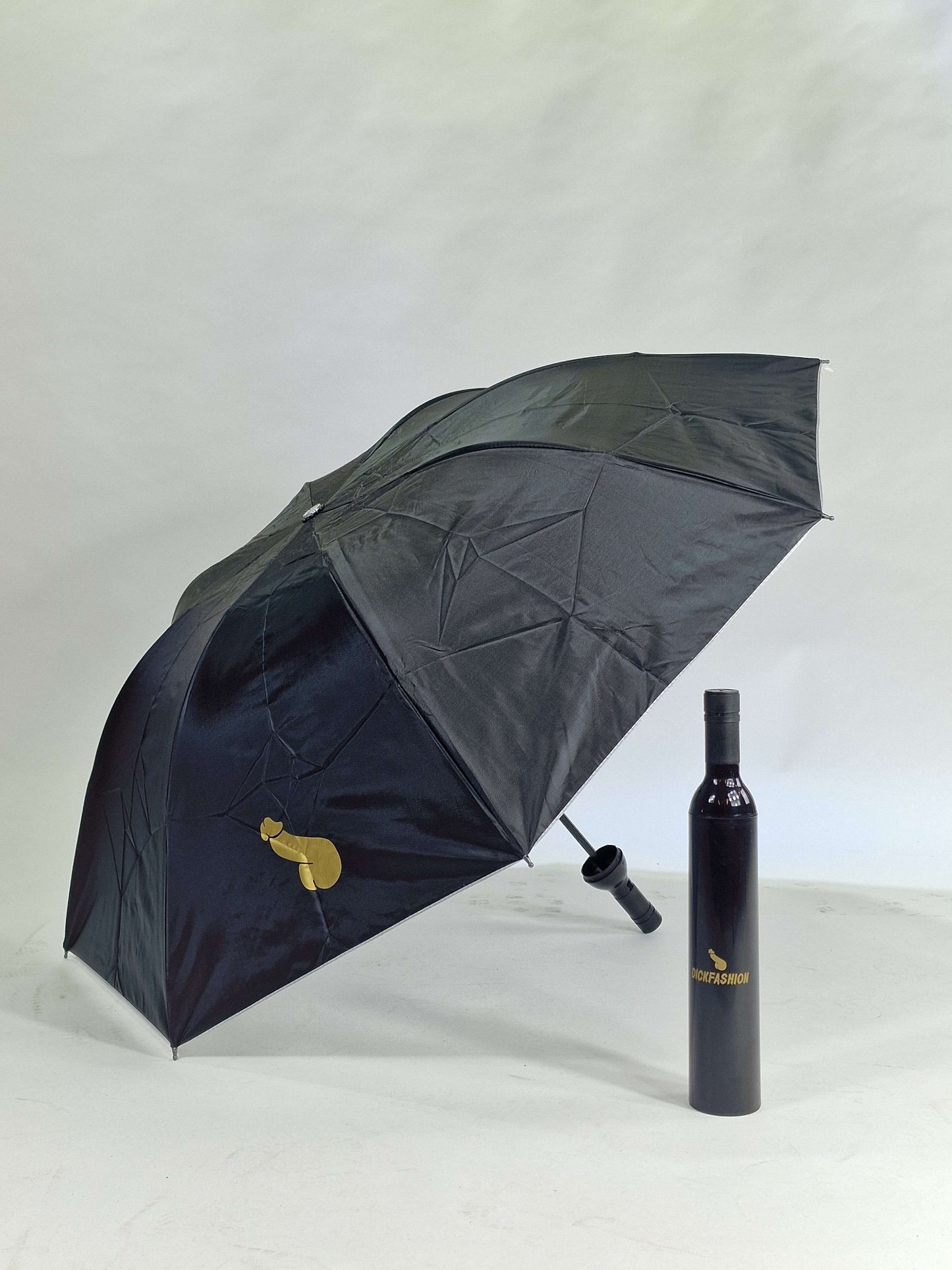 Regenschirm mit Druckknopfmotiv und praktischem Etui