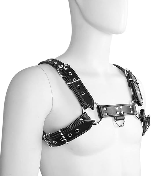Harness in black genuine leather, type bulldog