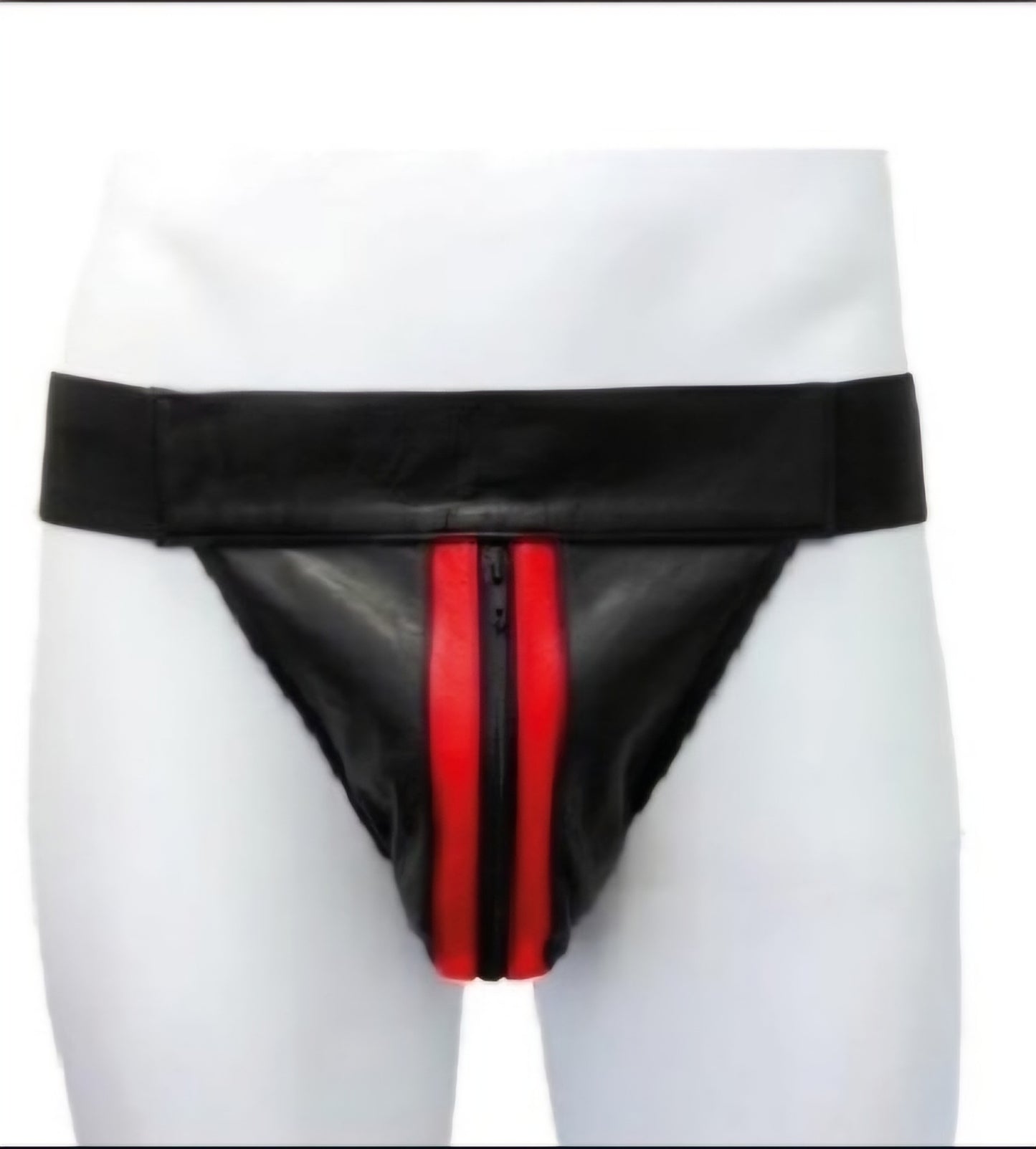 Jockstrap i äkta läder i blått, svart eller rött