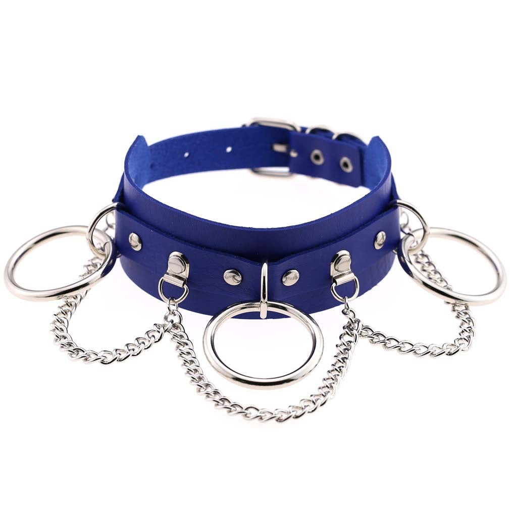 Choker, necklace with chains and rings