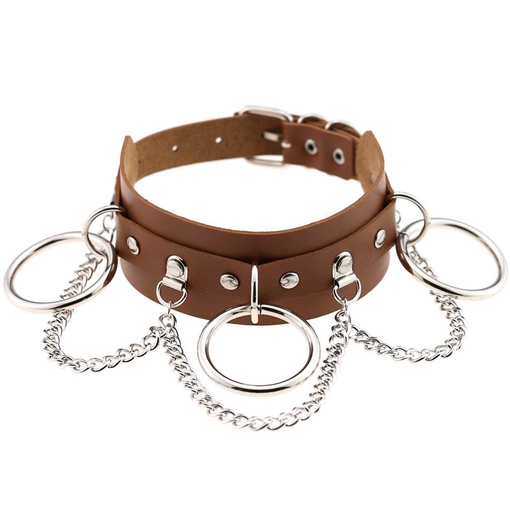 Choker, necklace with chains and rings