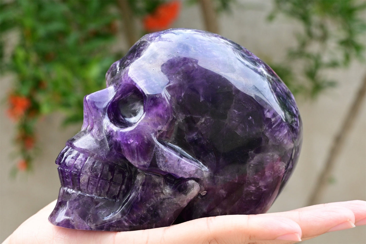 Calavera de cristal grande en Amatista una calavera de cristal