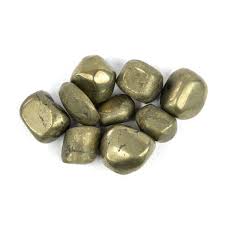 Tumlad Pyrite kristall. Pyrite gemstone.